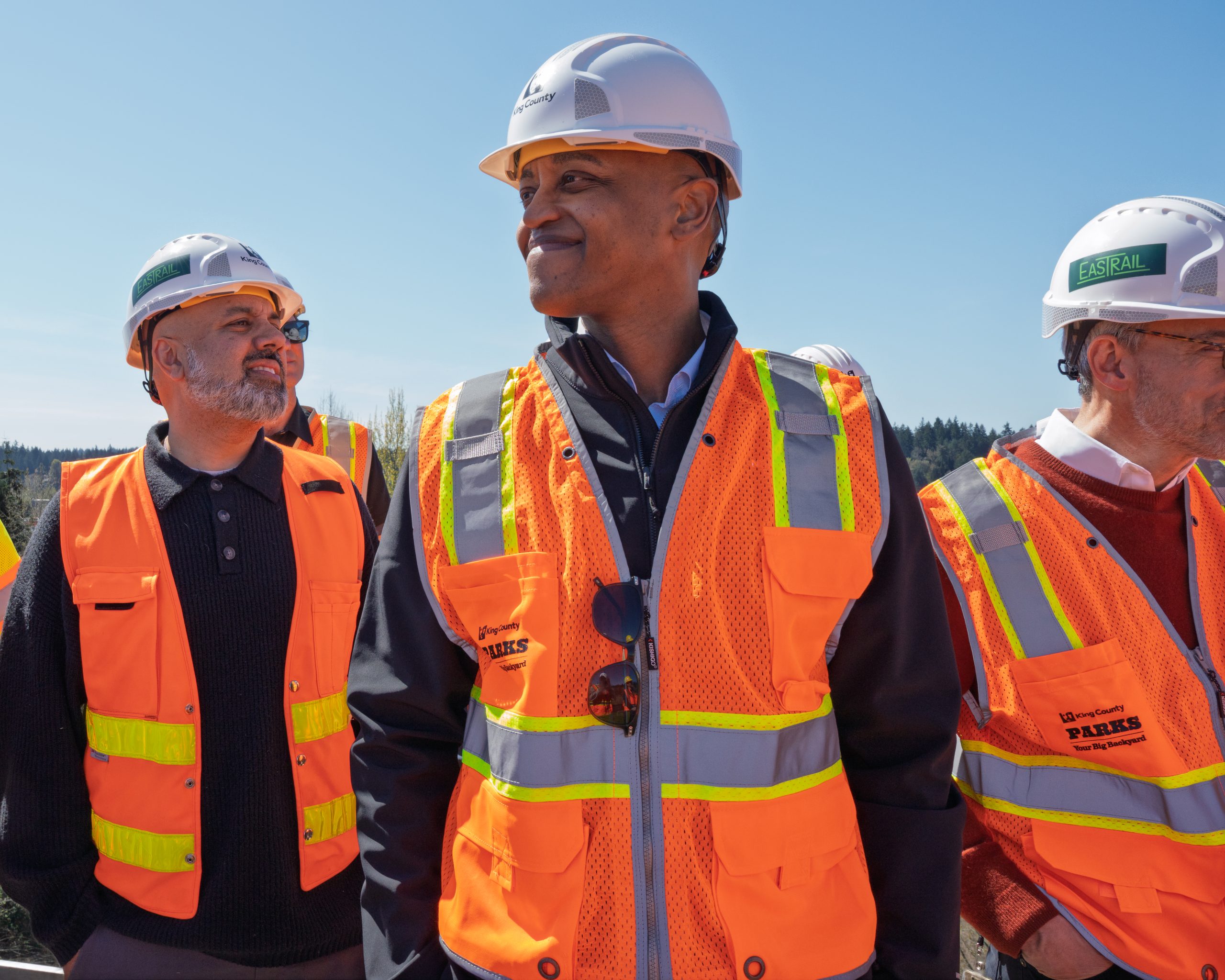 Executive Zahilay joins partners for a tour of Wilburton Trestle, a project transforming the 1,000-foot-long wooden structure into a scenic trail bridge for Eastrail