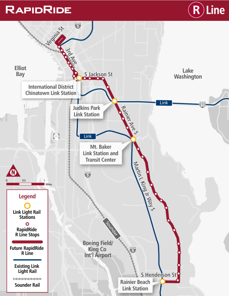 Map of RapidRide R route